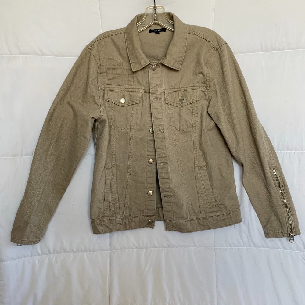 JACKSON Khaki Jacket with Zip Detailing